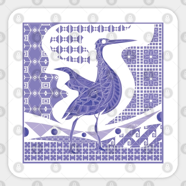 wondering garza bird ecopop in talavera pattern heron Sticker by jorge_lebeau
